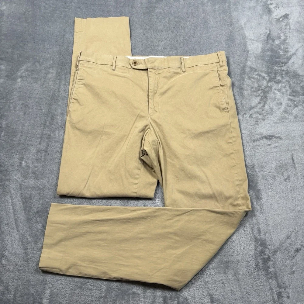 Zanella Parker Pants Men's 36x32 Khaki Made in Italy Cotton Stretch Flat Front*